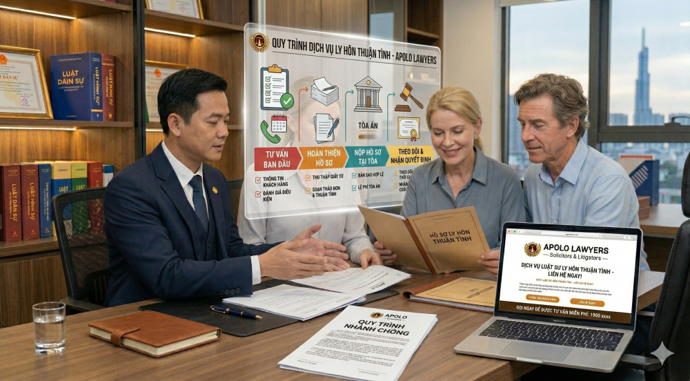 Quy trình dịch vụ luật sư ly hôn thuận tình nhanh dành cho người nước ngoài, hướng dẫn khách hàng liên hệ